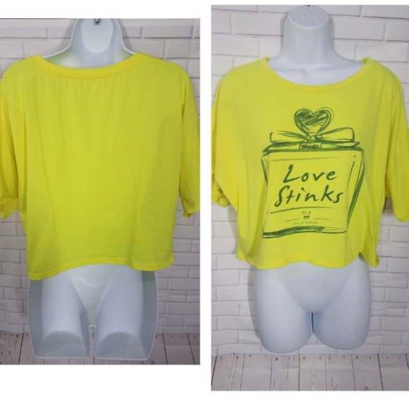 Forever 21 Love Stinks Neon Tshirt - Picture 1 of 8